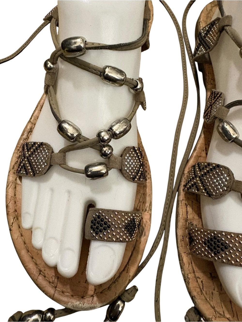 Sam & Libby Beaded Gladiator Wrap Sandals - Size 8.5 - Picture 4 of 9